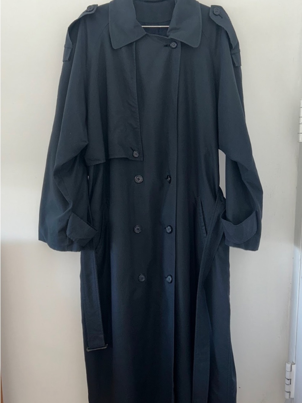 Navy Anne Klein Black Double-Breasted Trench Coat
